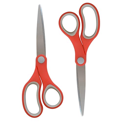 Westcott 55846 7-Inch School Scissors, All-Purpose Heavy-Duty Scissors for Crafting, School and Work, Red/Gray, 2 Pack