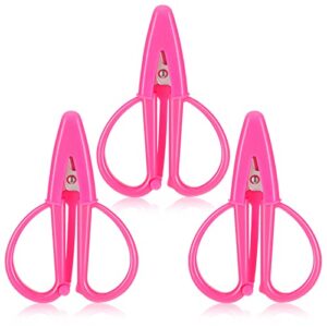 3 pieces mini scissor travel scissors tiny small scissors portable snips scissors for sewing craft scissors with cover for women girls embroidery fabric thread, 2.56 x 1.65 inch, pink