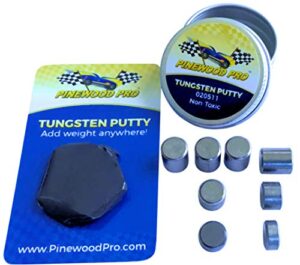 pinewood pro 1oz tungsten putty and 3oz tungsten cylinders – weights for use on derby cars