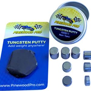 Pinewood Pro 1oz Tungsten Putty and 3oz Tungsten Cylinders - Weights for use on Derby Cars