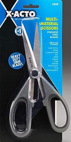 X-Acto Multi-Material Scissors with Heavy Duty 3MM Stainless Steel Blades (X3038) , Black