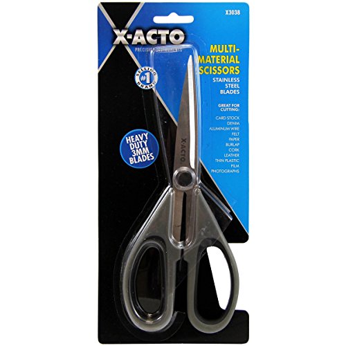 X-Acto Multi-Material Scissors with Heavy Duty 3MM Stainless Steel Blades (X3038) , Black