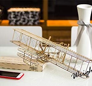 Balsa Wood Airplane Kits- Wright Brothers Flyer DIY Wooden Models Plane Construction Set, Laser Cut Aircraft Model Kit 3D Puzzles for Adults, Perfect Brain Teaser Jigsaw Puzzle for Home Decor