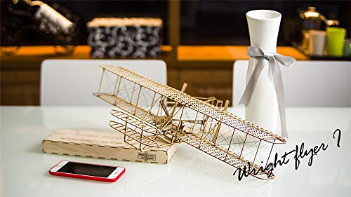 Balsa Wood Airplane Kits- Wright Brothers Flyer DIY Wooden Models Plane Construction Set, Laser Cut Aircraft Model Kit 3D Puzzles for Adults, Perfect Brain Teaser Jigsaw Puzzle for Home Decor