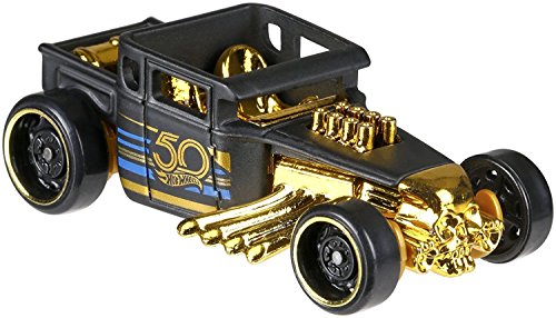 New 1:64 Hot Wheels 50th Anniversary Black & Gold Collection - Bone Shaker, Twin Mill, Rodger Dodger, Dodge Dart, Impala & Ford Ranchero Set of 6pcs Diecast Model Car By HotWheels