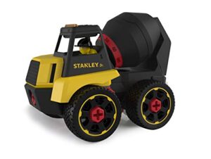 stanley jr take apart cement mixer kit for kids tt003-sy: children’s 23 piece yellow stem construction toy truck with figure screwdriver bolts, ages 3+