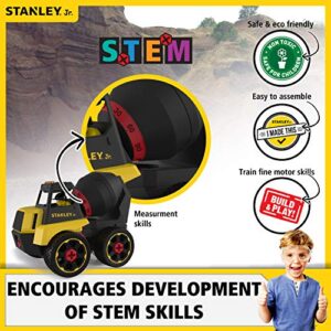 Stanley Jr Take Apart Cement Mixer Kit for Kids TT003-SY: Children’s 23 Piece Yellow STEM Construction Toy Truck with Figure Screwdriver Bolts, Ages 3+
