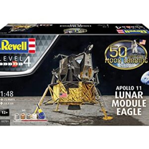 Revell RV03701 Moon Landing 1:48 - Apollo 11 Lunar Module & Eagle Plastic Model kit, Silver/White