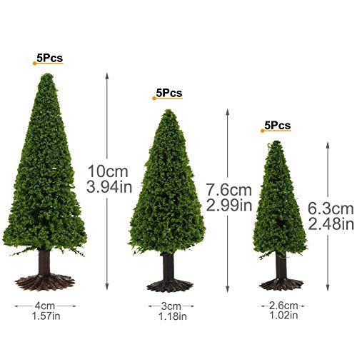 S0701 15pcs Dark Green Pine Model Cedar Trees and 8pcs Model Cows for Model Railroad Scenery Landscape Layout HO OO Scale New