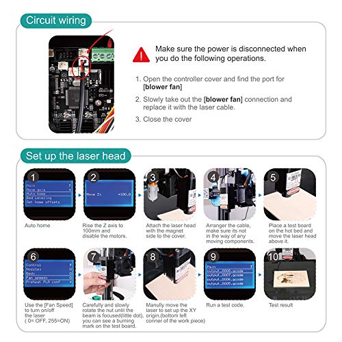 Sovol 3D 500mW Laser Module, 12-24V Engraving Laser Head Kits Magnetic Design with Goggles, Test Wooden Boards for SV01/ SV02/ Ender 3 V2/ Ender 3/ Ender 3 Pro/Ender 5 / Ender 5 Pro 3D Printer