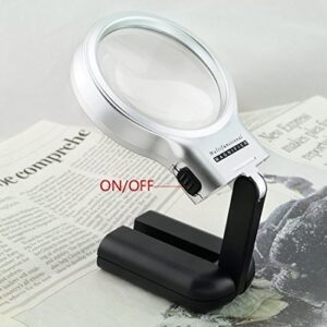 3X LED Light Hands Free Magnifying Glass with Light Stand Foldable Portable Illuminated Magnifier for Reading, Inspection, Soldering, Needlework, Repair, Hobby & Crafts