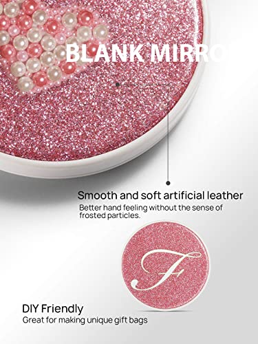 Getinbulk Compact Mirror Bulk, Set of 12 Double-Sided 1X/3X Magnifying PU Leather Round (Pink, 2.7 in Diameter)