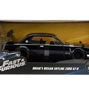 Jada Toys Fast & Furious 1:24 Brians's Nissan Skyline 2000 GT-R Die-cast Car, Toys for Kids and Adults (JA99686) , Black