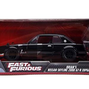 Jada Toys Fast & Furious 1:24 Brians's Nissan Skyline 2000 GT-R Die-cast Car, Toys for Kids and Adults (JA99686) , Black