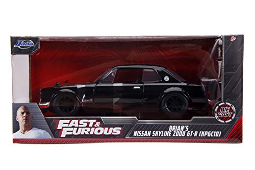 Jada Toys Fast & Furious 1:24 Brians's Nissan Skyline 2000 GT-R Die-cast Car, Toys for Kids and Adults (JA99686) , Black