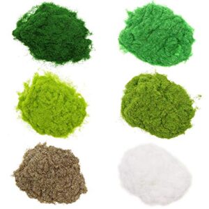 CFA5 6X 35g Mixed 2mm-3mm Static Grass Terrain Powder Green Fake Grass Fairy Garden Miniatures Landscape Artificial Sand Table Model Railway Layout