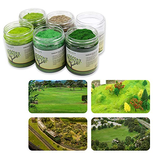 CFA5 6X 35g Mixed 2mm-3mm Static Grass Terrain Powder Green Fake Grass Fairy Garden Miniatures Landscape Artificial Sand Table Model Railway Layout