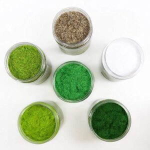 CFA5 6X 35g Mixed 2mm-3mm Static Grass Terrain Powder Green Fake Grass Fairy Garden Miniatures Landscape Artificial Sand Table Model Railway Layout