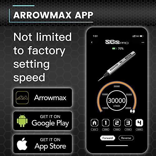 ARROWMAX Electric Engraving Pen, Polishing Pen with 42 Bits, Aluminum Case, Smart Motion Control, OLED, Bluetooth, APP, Wireless Magnetic Charge, for Jewelry, Wood, Glass, Stone, Carving (SGS PRO)