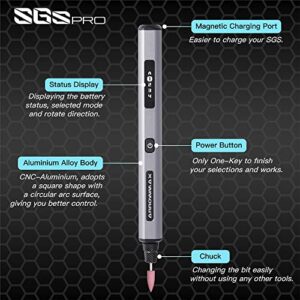 ARROWMAX Electric Engraving Pen, Polishing Pen with 42 Bits, Aluminum Case, Smart Motion Control, OLED, Bluetooth, APP, Wireless Magnetic Charge, for Jewelry, Wood, Glass, Stone, Carving (SGS PRO)