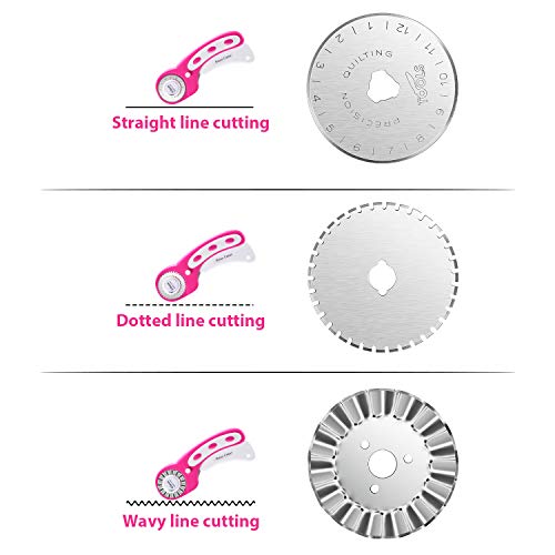 12 Pieces Rotary Cutter Blades Replacement Rotary Blades Round Trimmer Refill Blades in 45 mm Compatible with Fiskars Olfa Rotary Cutter for Quilting Cutting Sewing Crafts, 8 Types