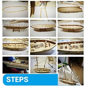 EastVita Wooden Model Ships Kits to Build for Adults, Wooden Ship Model Kit, 1/100 Scale Wooden Wood Sailboat Ship Kits for Collections Handmade Competition Boat Model Hobby