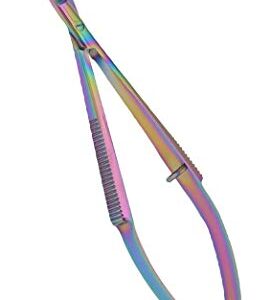 Embroidery Sewing Scissor - Titanium Spring Action Scissor 4.75" - German Stainless Steel, Curved Tip, Snips, Thread Scissor - By The Unique Edge