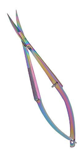 Embroidery Sewing Scissor - Titanium Spring Action Scissor 4.75" - German Stainless Steel, Curved Tip, Snips, Thread Scissor - By The Unique Edge