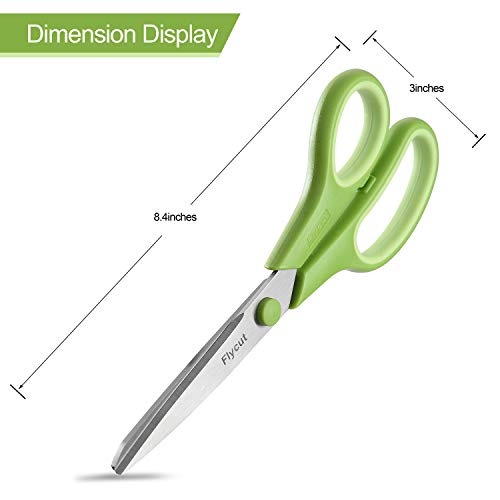 Scissors, Flycut Comfort Grip 8 Inch MutiPurpose 3-Pack Heavy Duty Durable Stainless steel and Sharp Blade for Cutting paper,Cardboard, Fabric, Craft Sewing.Suitable for Office, School and Home Use.
