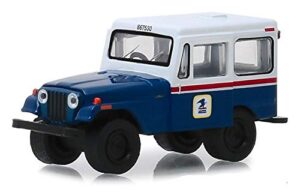 greenlight 29998 united states postal service (usps) 1971 jeep dj-5 postal mail delivery vehicle hobby exclusive 1/64 diecast model car, blue