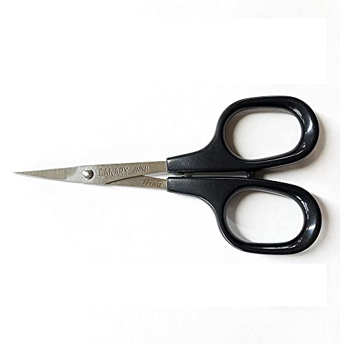 CANARY Small Sharp Scissors for Paper Cut Art and Collage, Professional Mini Scissors with Fine Precision Tips, Japanese Stainless Steel Blade, Papercutting Detail Scissors Tool, Black, Made in JAPAN
