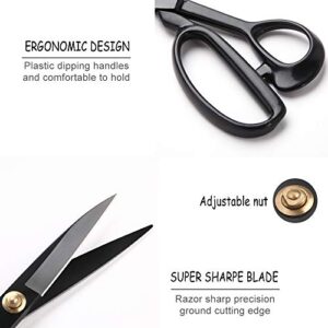 Professional Tailor Scissors 10 inch - Heavy Duty Sewing Fabric Scissors for Leather Cutting Industrial Sharp Shears Home Office Artists Students Tailors Dressmakers