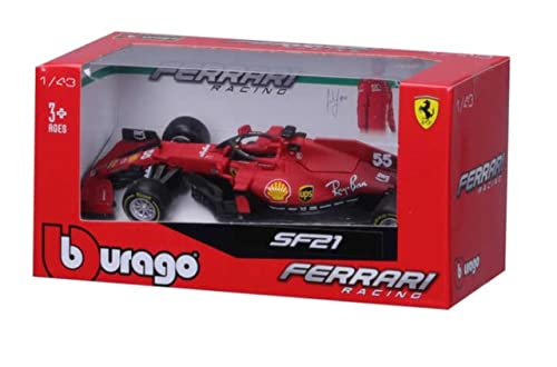 Bburago B18-36829S 1:43 F1 2021 Ferrari SF21 SAINZ, Assorted Designs and Colours