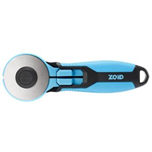 zoid 60mm rotary cutter with grip, fabric cutter wheel, rotary cutter blade, craft cutting tool, freehand tool for dense fabrics,denim, corduroy and multiple projects, soft-touch handle