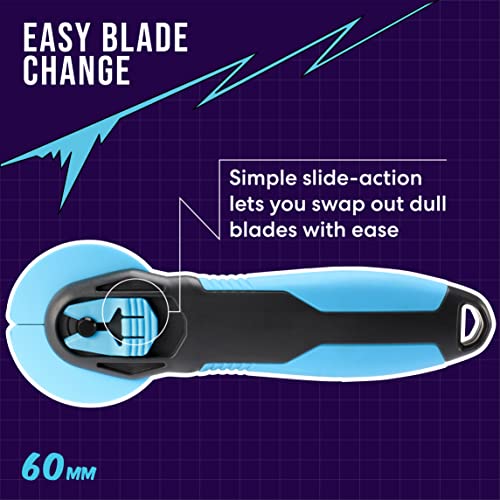 Zoid 60mm Rotary Cutter with Grip, Fabric Cutter Wheel, Rotary Cutter Blade, Craft Cutting Tool, Freehand Tool For Dense Fabrics,Denim, Corduroy and Multiple Projects, Soft-Touch Handle