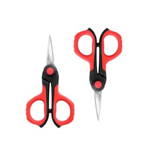 livingo 4.5” small sharp embroidery scissors, precise detail pointed tip stainless steel shears for cutting fabric, needlework thread yarn craft sewing, scrapbook, paper, 2 pack red/black