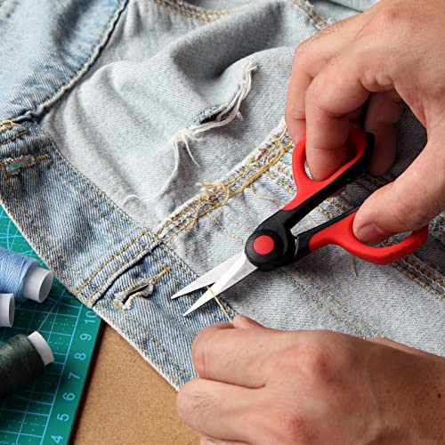LIVINGO 4.5” Small Sharp Embroidery Scissors, Precise Detail Pointed Tip Stainless Steel Shears for Cutting Fabric, Needlework Thread Yarn Craft Sewing, Scrapbook, Paper, 2 Pack Red/Black
