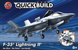 airfix quickbuild f-35b lightning ii brick building plastic model airplane j6040, gray