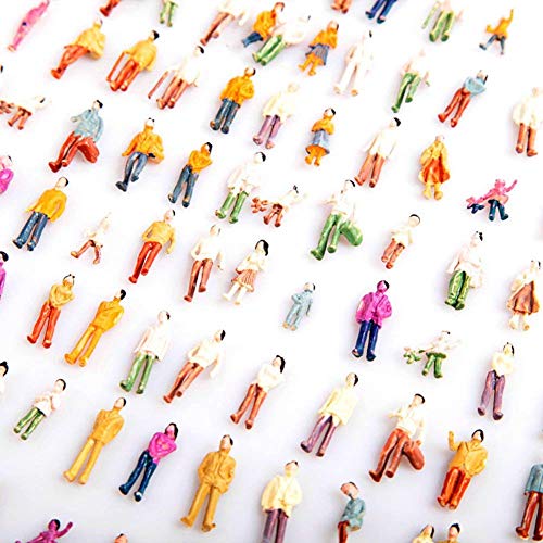 1:100 HO Scale Models People Set, Airlxf 100PCS DIY Resin Scale Figures Tiny People Sitting Mixed Painted Model People Colorful Seated Standing People Train Park Street Passengers Sitting Pose