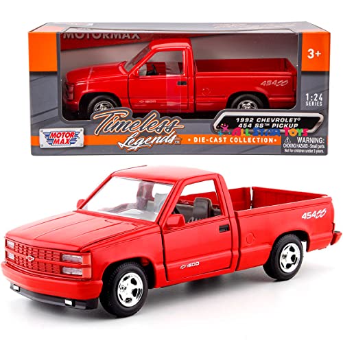 1992 Chevy 454SS Pick Up Truck, Red - Showcasts 73203 - 1/24 Scale Diecast Model Car by Motor Max