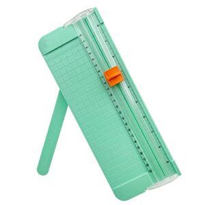 qyqrqf paper cutter, a4 paper trimmer with security safeguard & side ruler portable straight edge cutter for scrapbooking craft paper, photos, label, cardstock (green)