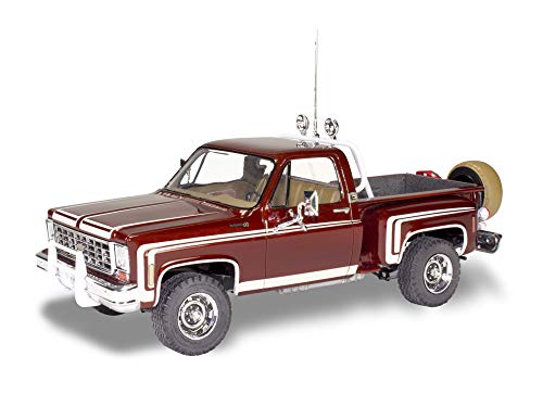 Revell 85-4486 1976 Chevy Sport Stepside Pickup 4X4 Model Truck Kit 1:24 Scale 102-Piece Skill Level 4 Plastic Model Building Kit, Red