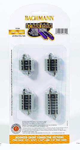 Bachmann Industries E-Z Track Asst. Short Connector Sections - (2 each .75", .875", 1.125" and 1.5" per card) N Scale