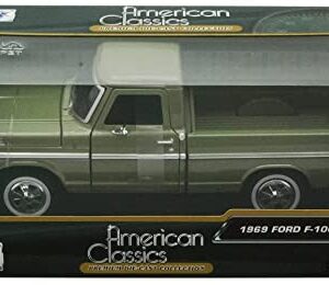 1969 Ford F-100 Pickup, Green - Motormax Premium American 79315 - 1/24 Scale Diecast Model Car by Motor Max