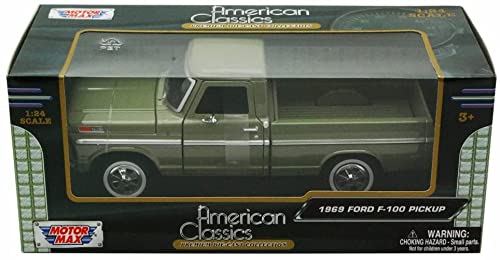 1969 Ford F-100 Pickup, Green - Motormax Premium American 79315 - 1/24 Scale Diecast Model Car by Motor Max