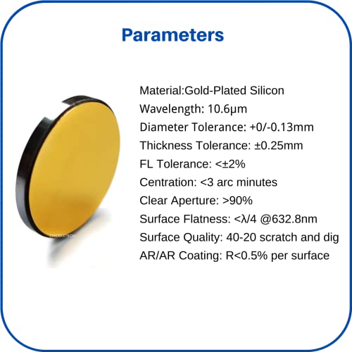 CNCOLETECH 20mm Laser Mirror Si Reflective Mirrors Lens Gold-Plated Silicon 3PCS CO2 Laser Lens,for CO2 Laser Engraving Cutting Machine