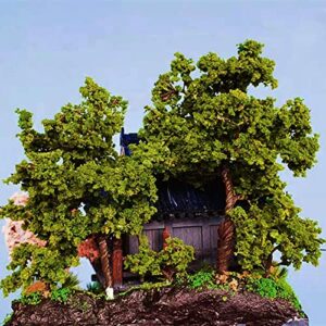 Tree Powder Model Green Plant Tufted for DIY Miniature Lowland Shrub Bushy Tuft Architecture Building Model Railway Fairy Garden Diorama Scenery