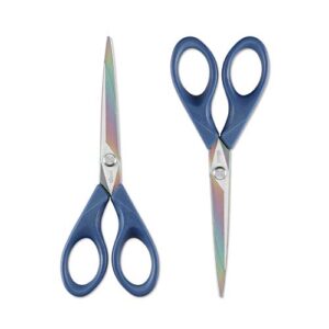 livingo scissors 7 inch all purpose titanium scissors bulk 2 pack, left/right handed, forged stainless steel sharp blade shears multipurpose for home offce school student sewing fabric craft supplies