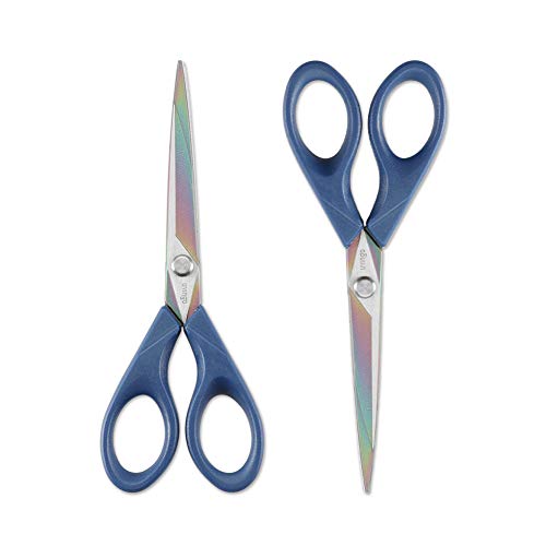 LIVINGO Scissors 7 Inch All Purpose Titanium Scissors Bulk 2 Pack, Left/Right Handed, Forged Stainless Steel Sharp Blade Shears Multipurpose for Home Offce School Student Sewing Fabric Craft Supplies