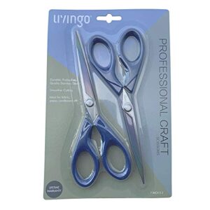 LIVINGO Scissors 7 Inch All Purpose Titanium Scissors Bulk 2 Pack, Left/Right Handed, Forged Stainless Steel Sharp Blade Shears Multipurpose for Home Offce School Student Sewing Fabric Craft Supplies